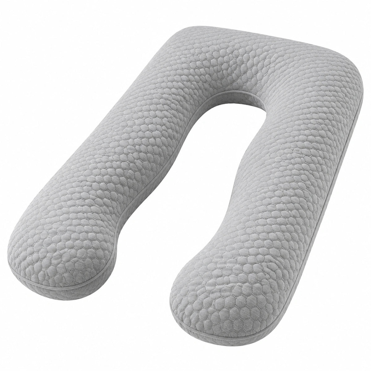 Cuscino gravidanza a U 130 cm in tessuto grigio trapuntato - supporto per il riposo