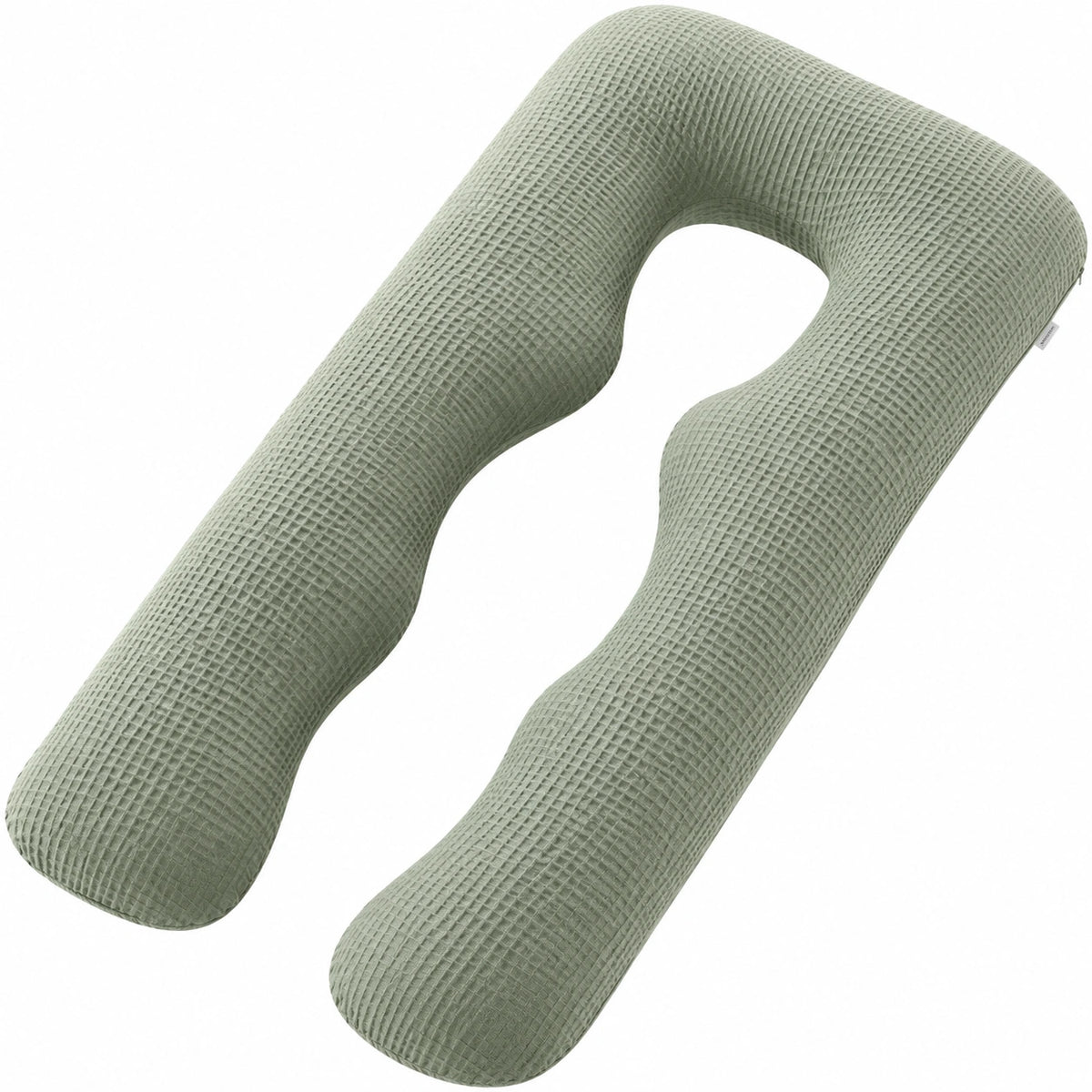 Cuscino gravidanza a U 140 cm in tessuto verde salvia con supporto per il corpo