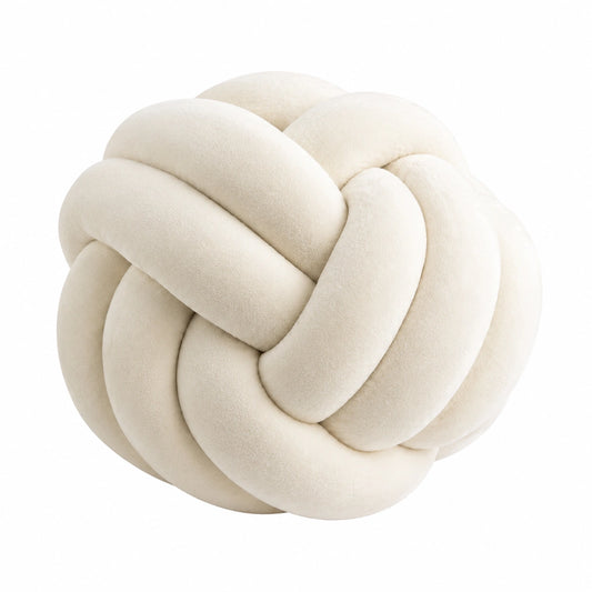 Cuscino decorativo annodato 30 cm in tessuto beige morbido stile moderno