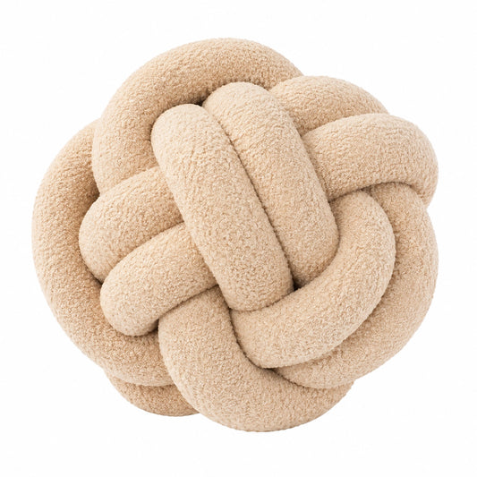 Cuscino decorativo annodato 30 cm in tessuto bouclé beige - morbido per divano e letto