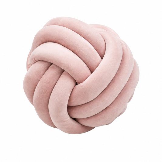 Cuscino decorativo a nodo diametro 30 cm in tessuto vellutato rosa - stile moderno