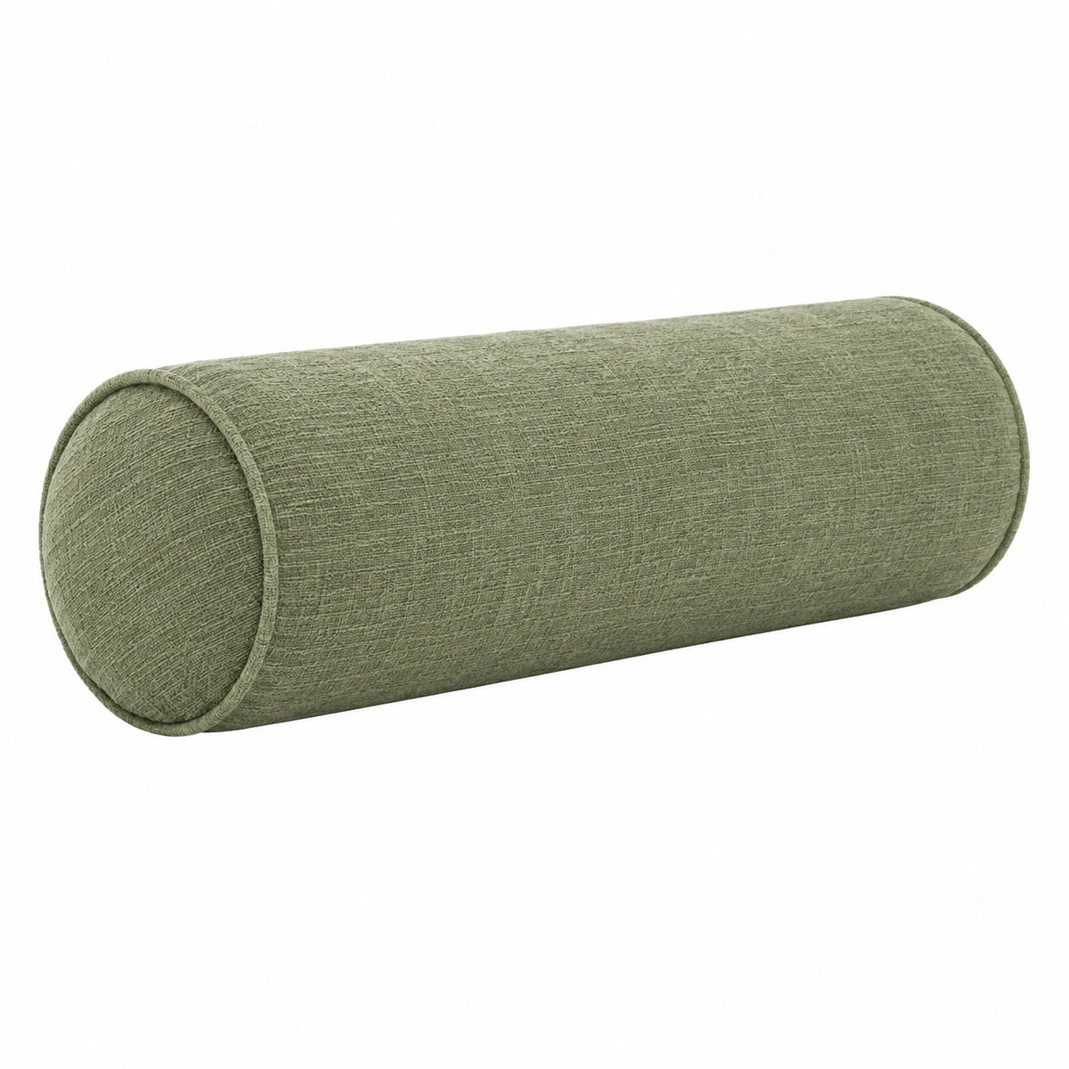 Cuscino cilindrico 20 x 50 cm in tessuto verde salvia per supporto decorativo