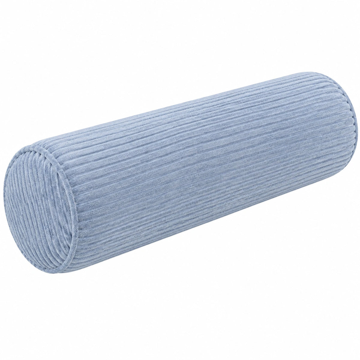 Cuscino cilindrico 15 x 50 cm in velluto a coste azzurro - supporto decorativo