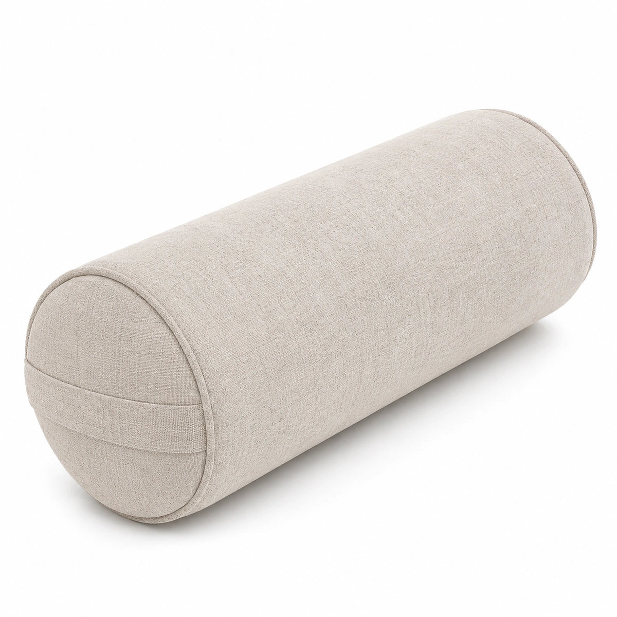 Cuscino cilindrico 20 x 60 cm in tessuto beige per supporto decorativo