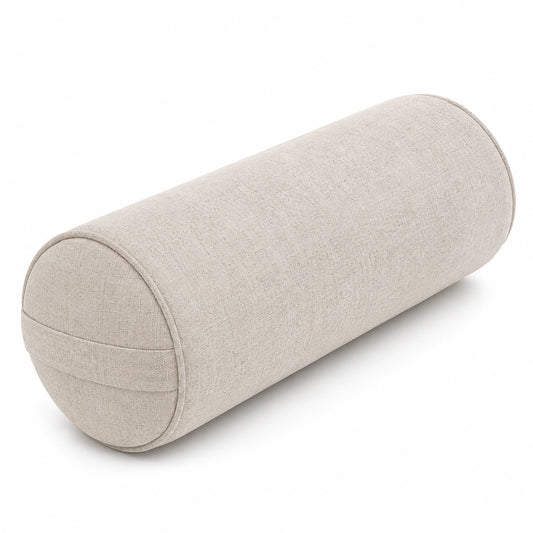 Cuscino cilindrico 20 x 60 cm in tessuto beige per supporto decorativo