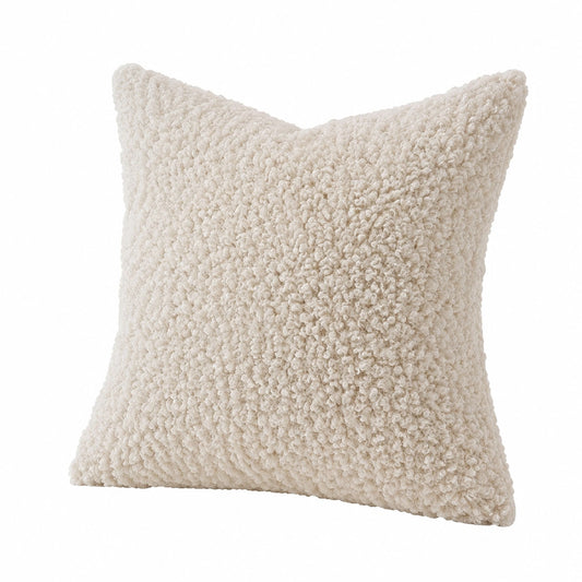 Cuscino decorativo quadrato 45 x 45 cm in tessuto bouclé avorio - soffice per divano e letto
