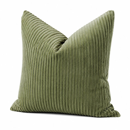 Cuscino decorativo quadrato 45 x 45 cm in velluto a coste verde per divano e letto