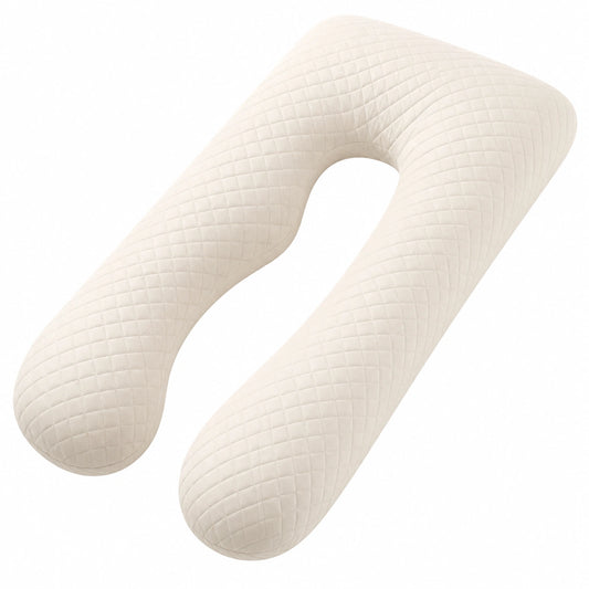 Cuscino gravidanza a U 140 cm in tessuto trapuntato avorio - supporto per il riposo