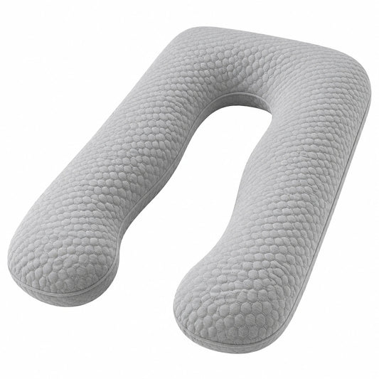 Cuscino gravidanza a U 130 cm in tessuto grigio trapuntato - supporto per il riposo